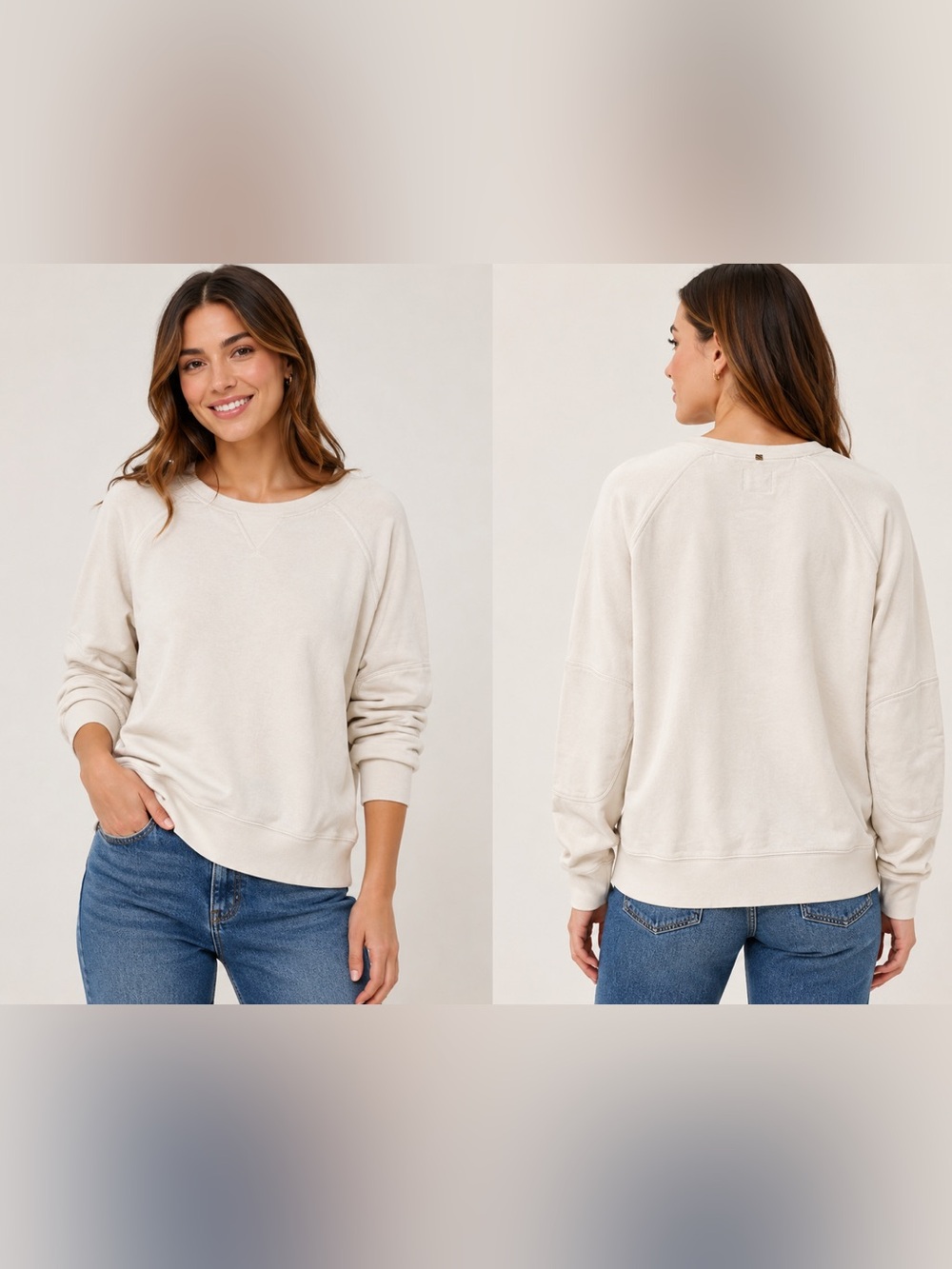 Billy Reid Ivory Cotton Crewneck Sweatshirt – Size XL